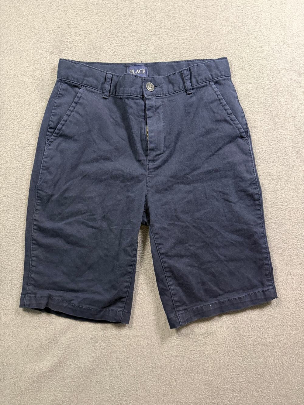 The Children's Place Boys Size 12 Navy Blue Chino Shorts Flat Front Uniform
